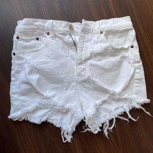 Abercrombie White High Rise Mom Shorts
